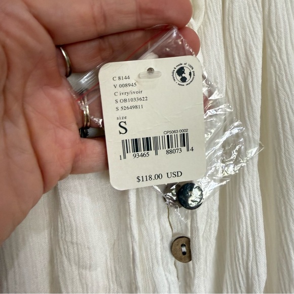 Free People Beach Bliss Maxi Dress Ivory Boho Cottagecore Peasant NWT Sz S - Picture 11 of 15